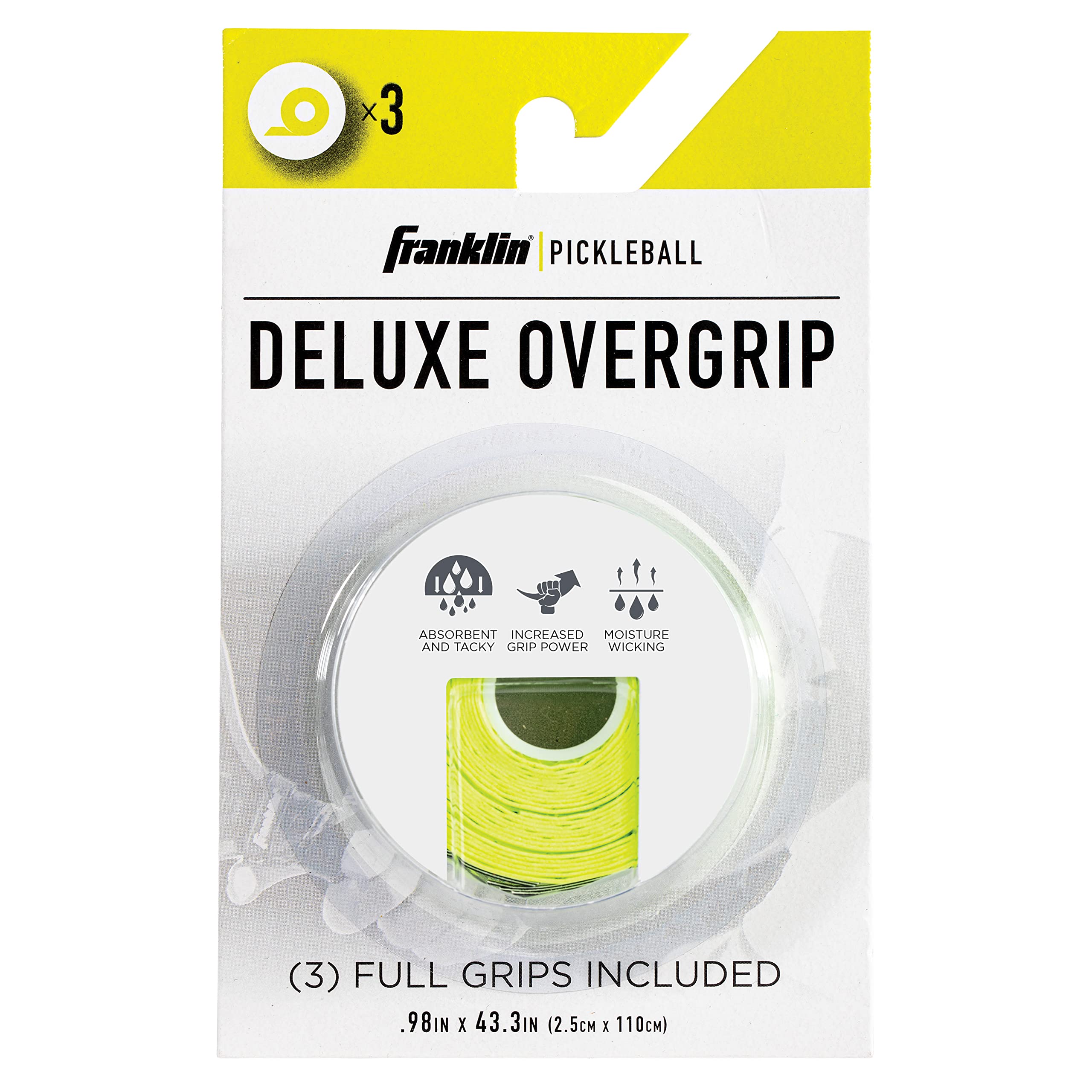 Franklin Sports Pickleball Paddle Overgrips - Extra Grip & Control for Pickleball Players - Durable Non-Slip Tennis Racket Grip Tape - Perfect for Indoor/Outdoor Court Play & Training