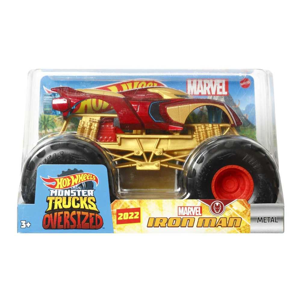Hot Wheels Oversized Monster Truck Iron Man 2022 - Large Scale Die-Cast Vehicle Toy for Kids & Collectors - Perfect for Playtime, Display & Marvel Superhero Fans