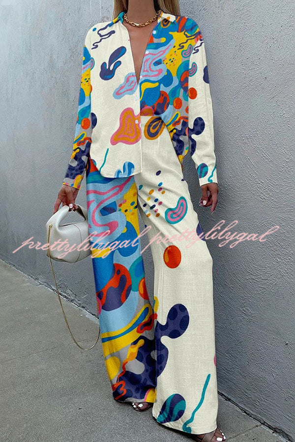Elegant Buttoned Wide Leg Pant Suit Set for Women - Chic Office Wear & Formal Business Attire - Perfect for Work, Interviews, and Professional Events