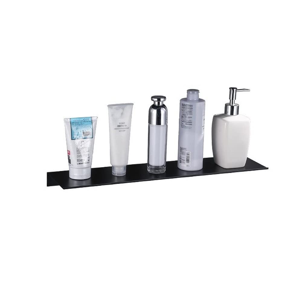Black Space Aluminum Wall Mounted Shelf - Rustproof Floating Metal Shelf for Bathroom, Kitchen & Dressing Table | Multifunctional Storage Rack for Organizing Makeup, Spices & Bathroom Essentials