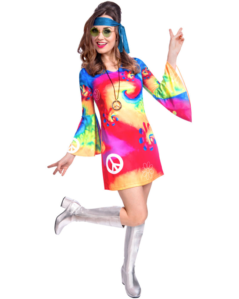 60s Free Spirit Women's Hippie Costume - 1960s Vintage Hippie Outfit for Halloween, Theme Parties & Retro Events