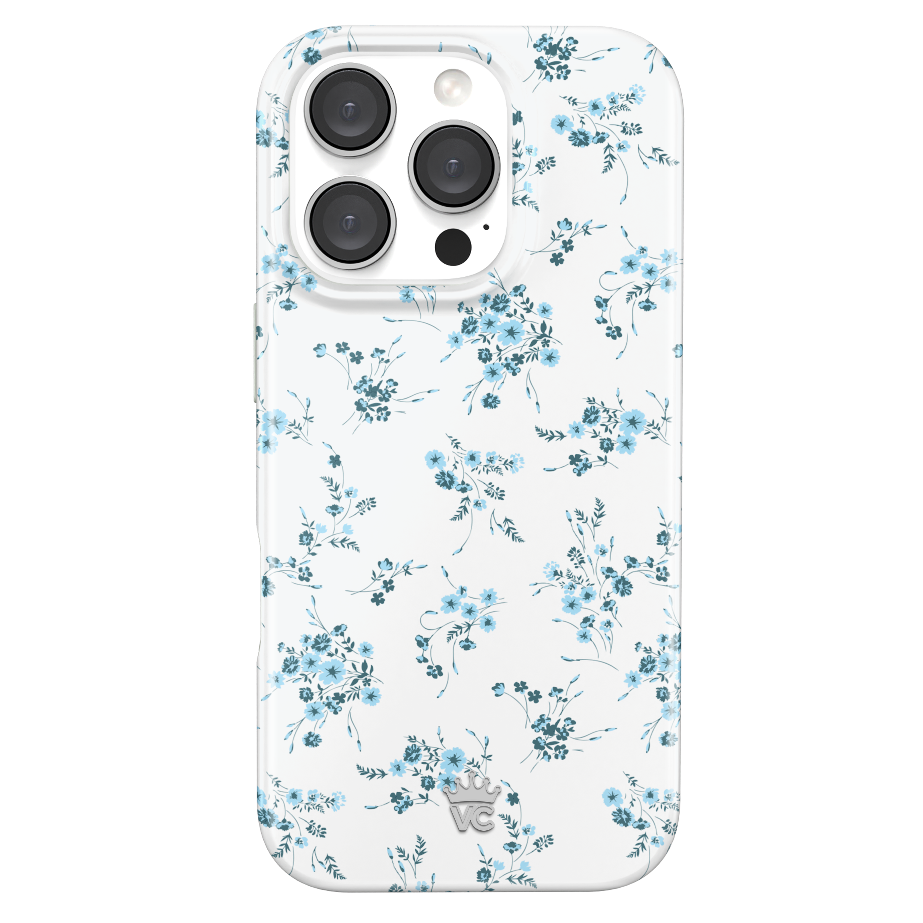 French Blue Floral iPhone Case - Elegant Flower Design Protective Cover for iPhone 13/14/15 - Perfect for Women, Girls & Fashion Lovers - Ideal for Daily Use, Travel & Gifts