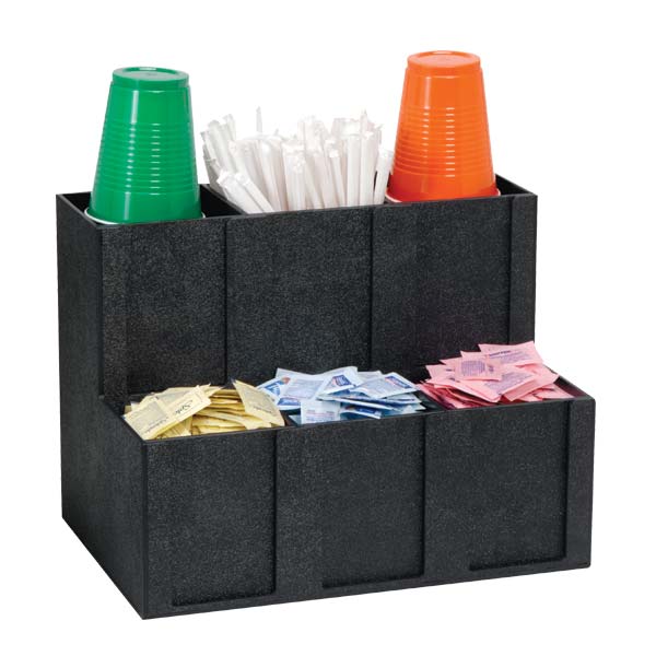 Dispense Rite MCD 6BT 6-Section Countertop Organizer for Cups, Lids, Straws & Condiments - Perfect for Restaurants, Cafes, and Drive-Thru Counters