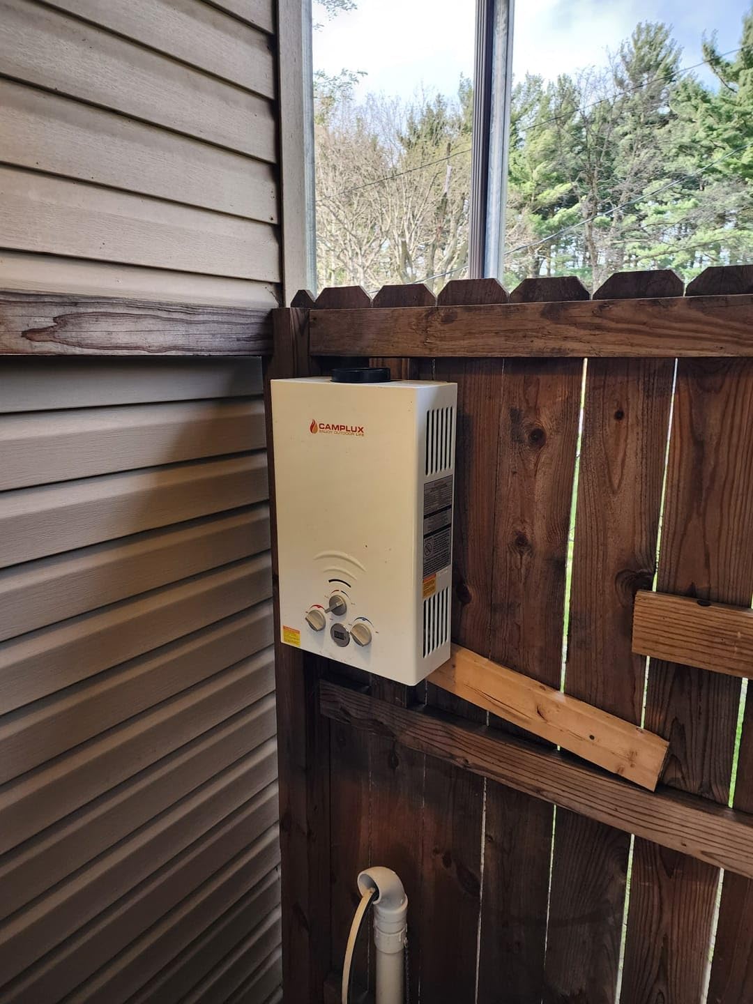 CAMPLUX 1.58 GPM Tankless Propane Water Heater - 41,000 BTU Portable Outdoor Water Heater for Camping, RV, Hunting & Off-Grid Living - Instant Hot Water System (BW158, White)