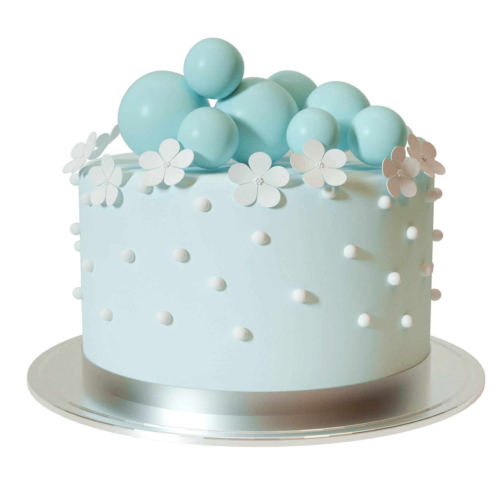 ASTARON 20 Pcs Mini Balloon Cake Toppers - Light Blue Ball Cake Decorations with Sticks for Wedding, Birthday Party | Perfect for Cupcakes, Desserts & Celebration Cakes