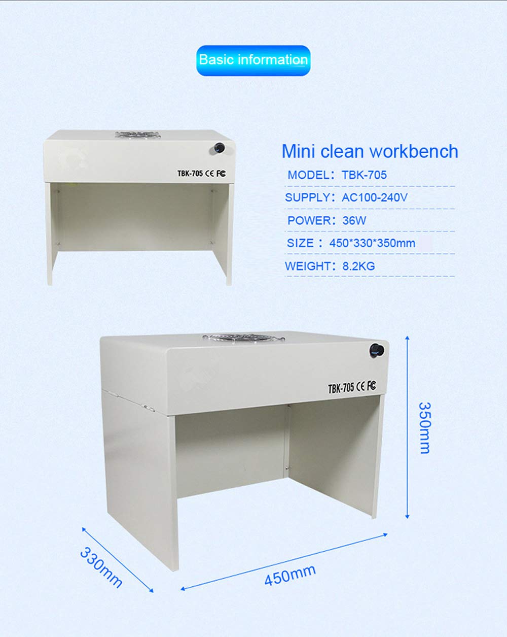 YUCHENGTECH Portable Laminar Flow Hood - Dust Free Workstation for Phone Repair | Vertical Airflow Clean Bench with 100-240V Power | Ideal for Electronics Assembly, Lab Work & Sterile Environments