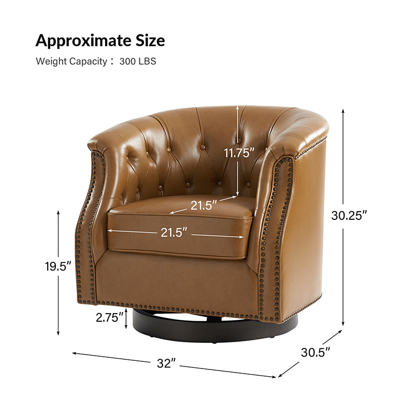 Morris Chesterfield Traditional Rocker Button Tufted Swivel Chair - Classic Leather Upholstered Recliner for Living Room, Office & Study - Perfect for Relaxing, Reading & Entertaining Guests