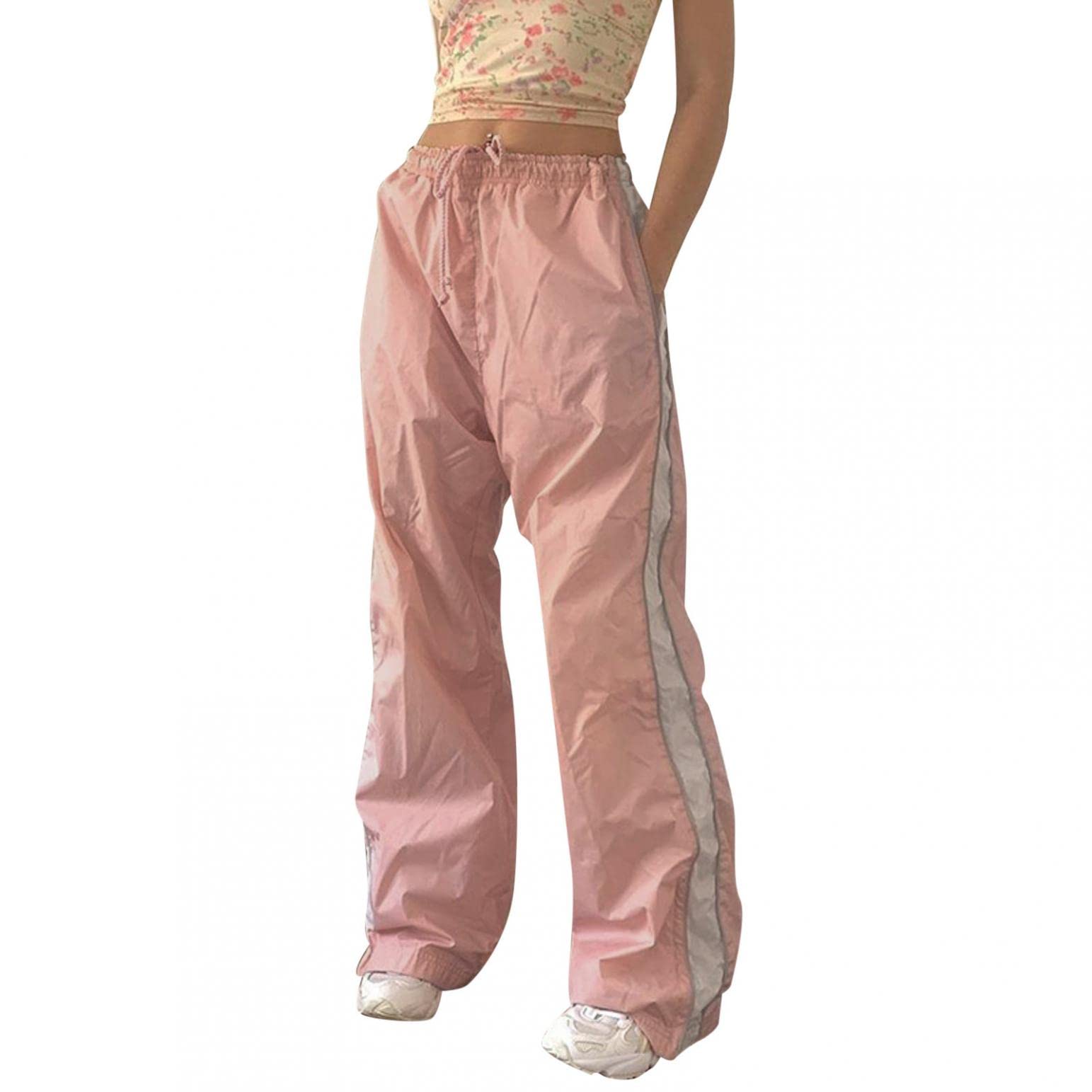 **Women's Mid Waist Cargo Pants - Elastic Waist Work & Hiking Pants - Comfortable & Stylish for Outdoor Adventures & Casual Wear**