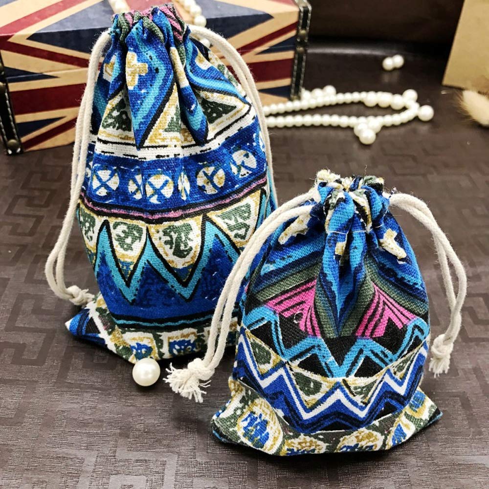 50Pcs Bohemian Style Cotton Linen Drawstring Pouch Bags for Jewelry, Coins & Gifts - Perfect for Party Favors, Wedding, Christmas, Candy Storage & Travel Accessories Organization