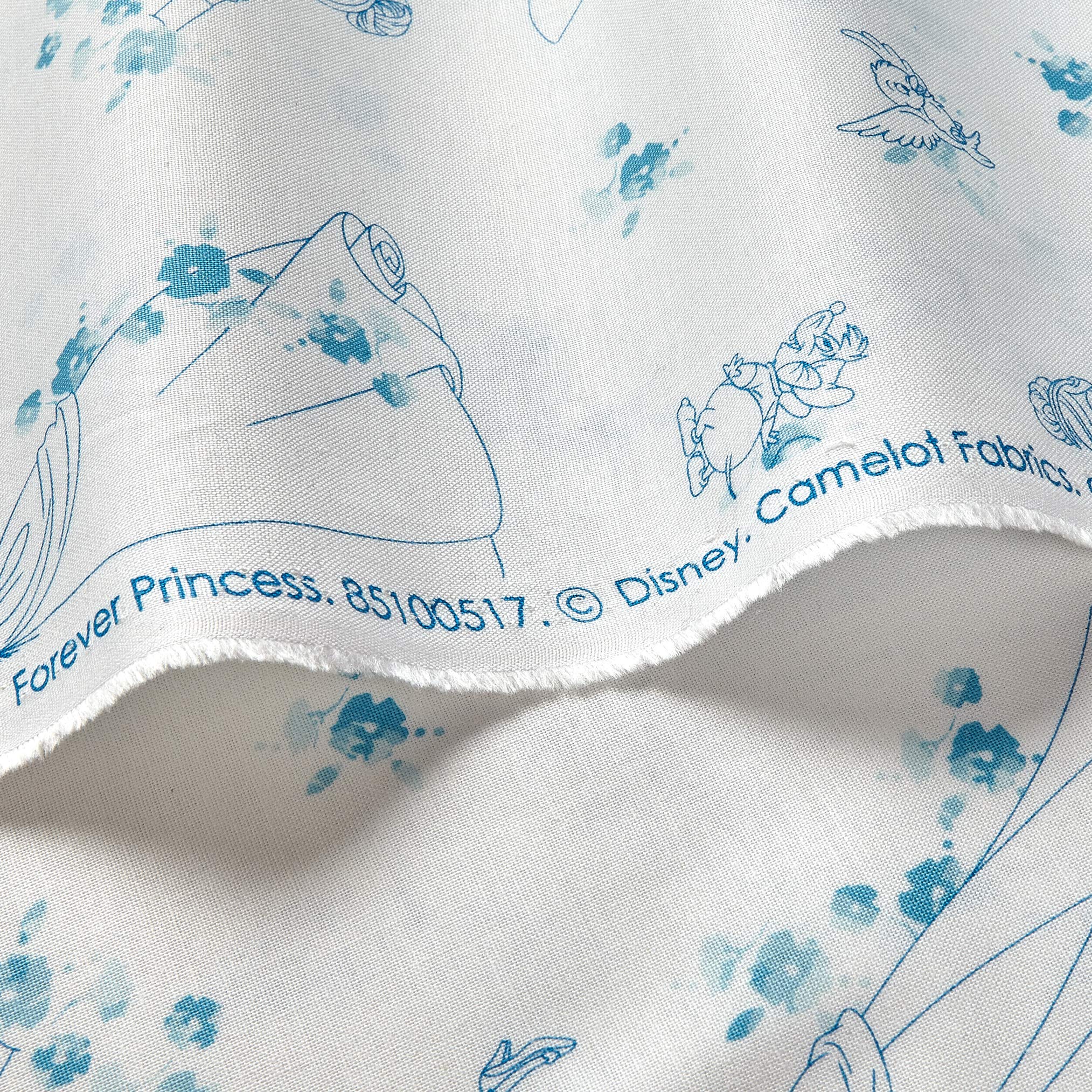 Disney Forever Princess Cinderella Toile Quilt Fabric by The Yard - Blue Cotton Fabric for Quilting, Sewing & DIY Projects | Perfect for Bedding, Home Decor & Crafting