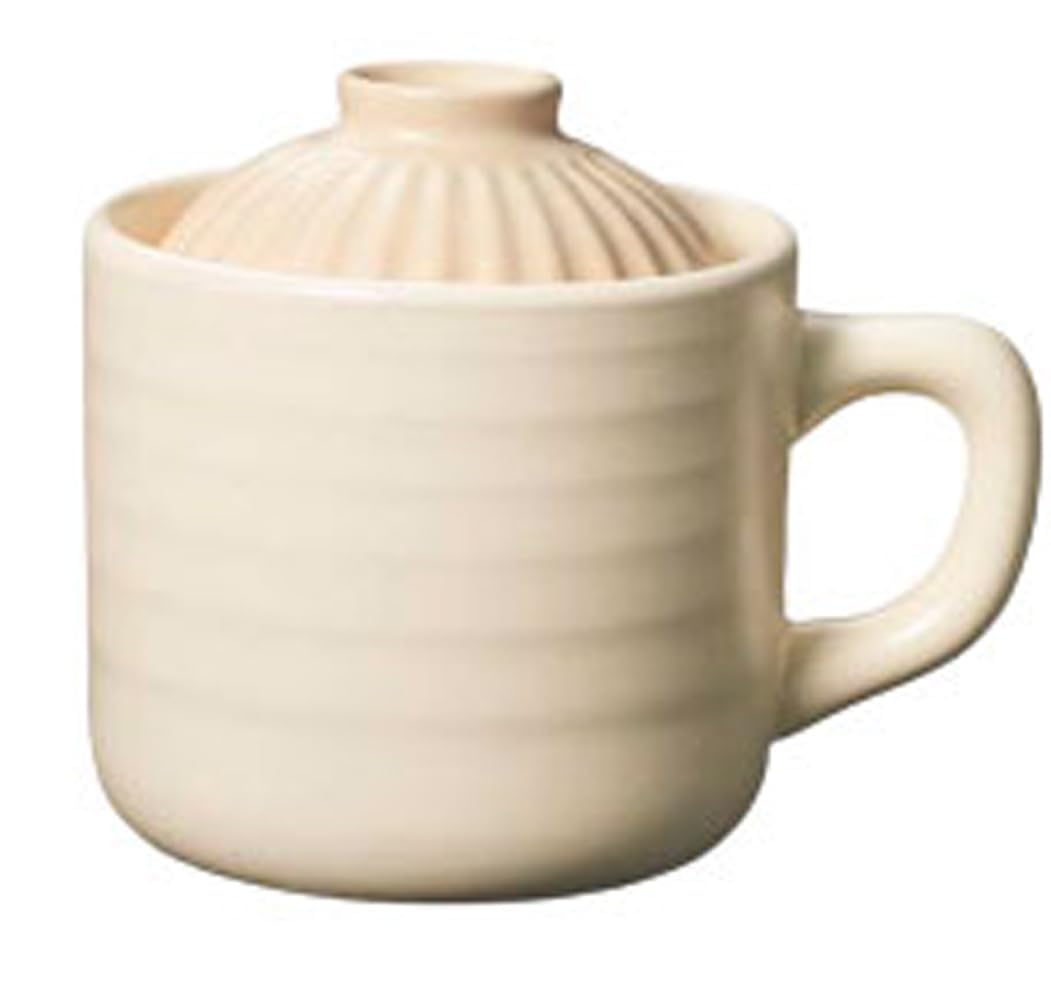 Microwave Rice Cooker Mug Set of 2 - 550ml Donabe Style Ceramic Pot for Rice, Oatmeal & Soup - Perfect for Dorm, Office & Camping (White & Brown)
