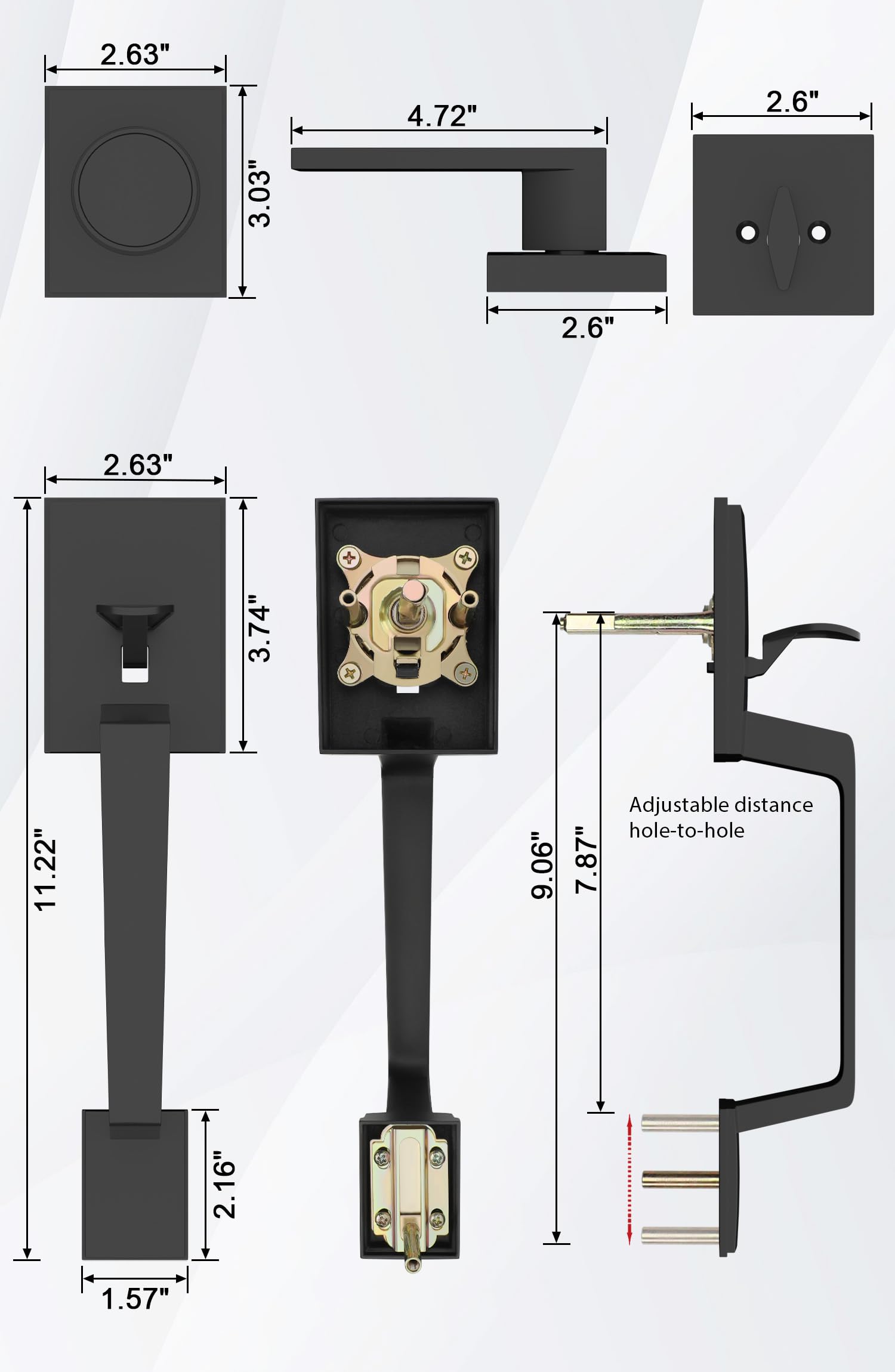 GoldenWarm Matte Black Double Front Door Lock Set with Reversible Handle Lever - Modern Double Door Handle Set with Dummy for Enhanced Security | Perfect for Homes, Offices & Entry Doors
