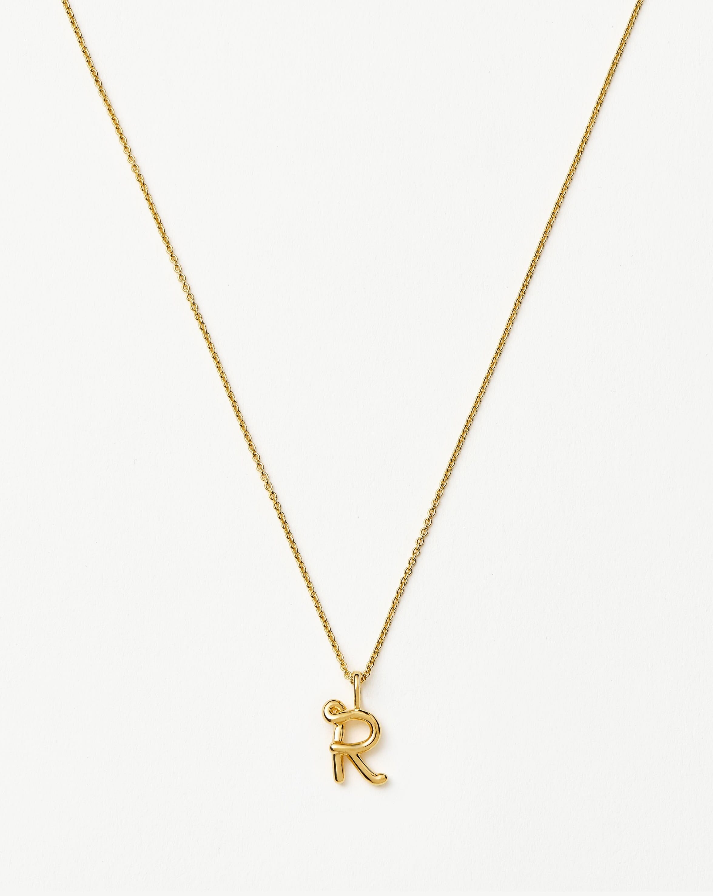 Curly Molten Mini Initial Necklace in 18k Gold Vermeil - Personalized Name Jewelry for Women, Dainty Layering Necklace for Everyday Wear, Gift for Her
