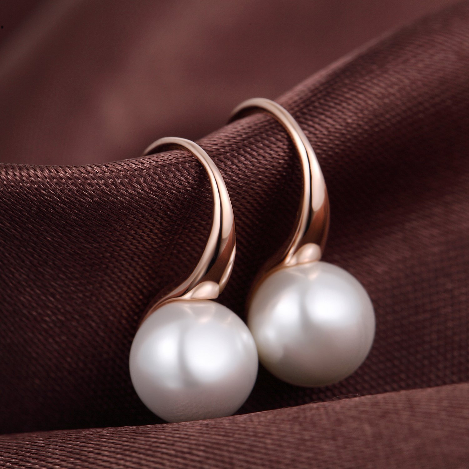 925 Sterling Silver Pearl Dangle Earrings for Women | 8MM-10MM White Pearl Drop Earrings with Diamond Accents | Elegant Jewelry Gift for Wedding, Party & Date Night