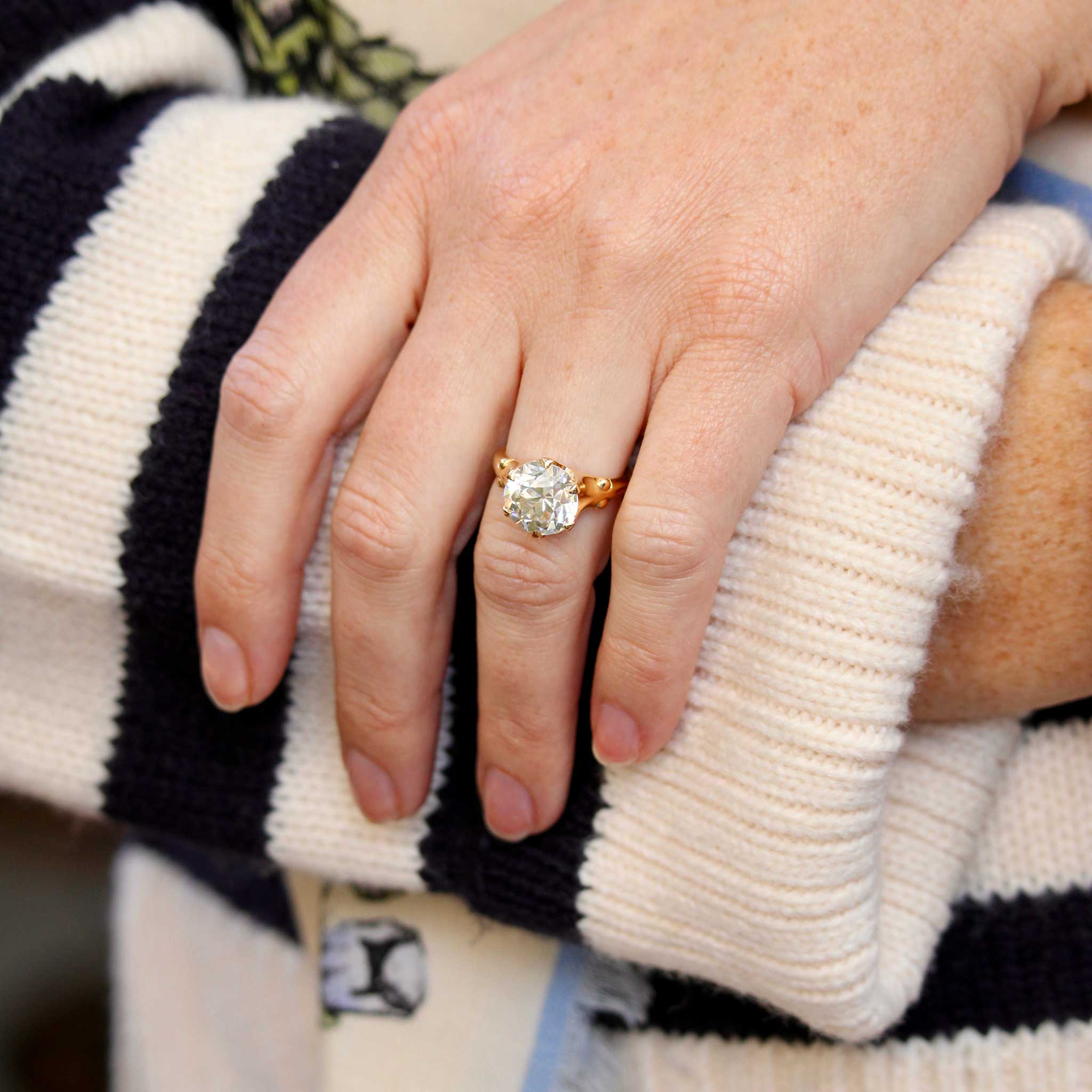Victorian Style 5.14ct Old European Cut Diamond Solitaire Ring in 18K Gold - Elegant Engagement, Wedding & Anniversary Jewelry Gift