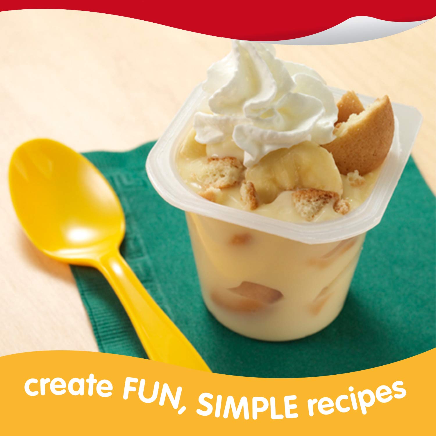 Delicious Banana Cream Pie Pudding Snack Packs - 4 Individually Wrapped Cups | Perfect for Lunches, Desserts & On-the-Go Snacking
