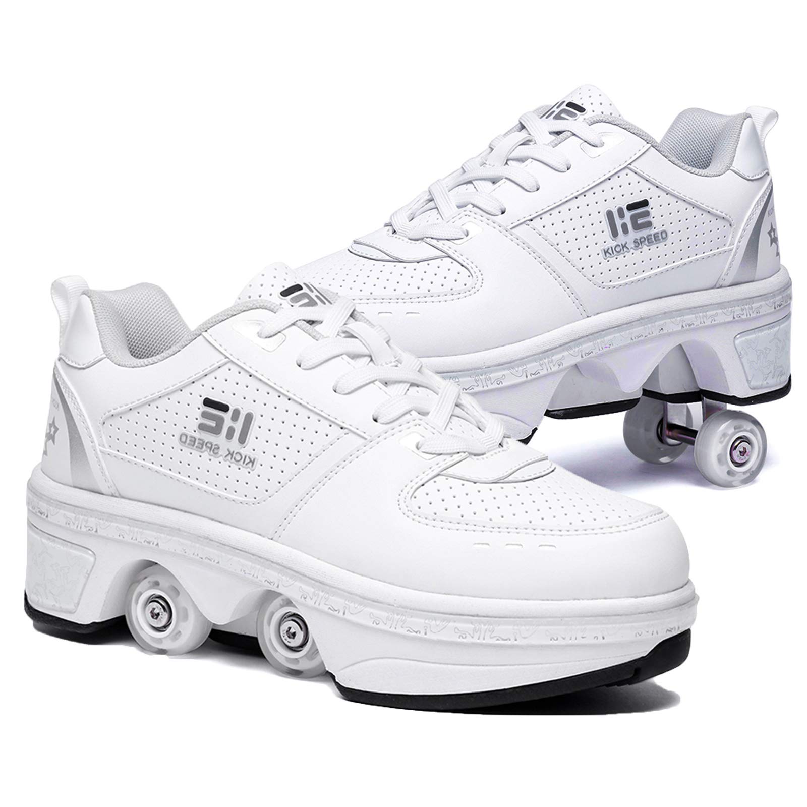 Fashiums Roller Shoes for Men Women Kids - Automatic Walking Shoes with Invisible Wheels & Double-Row Deform Wheels - Perfect for Commuting, Fitness, and Outdoor Fun