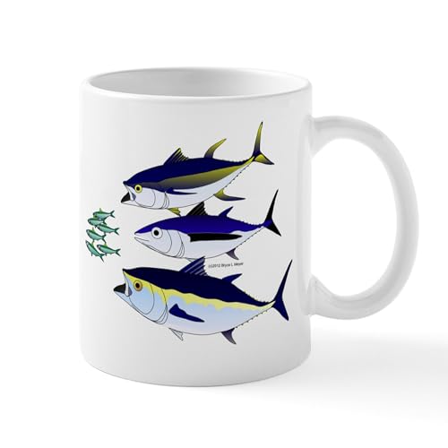 White - Three Tuna Chase Sardines Fish Mug