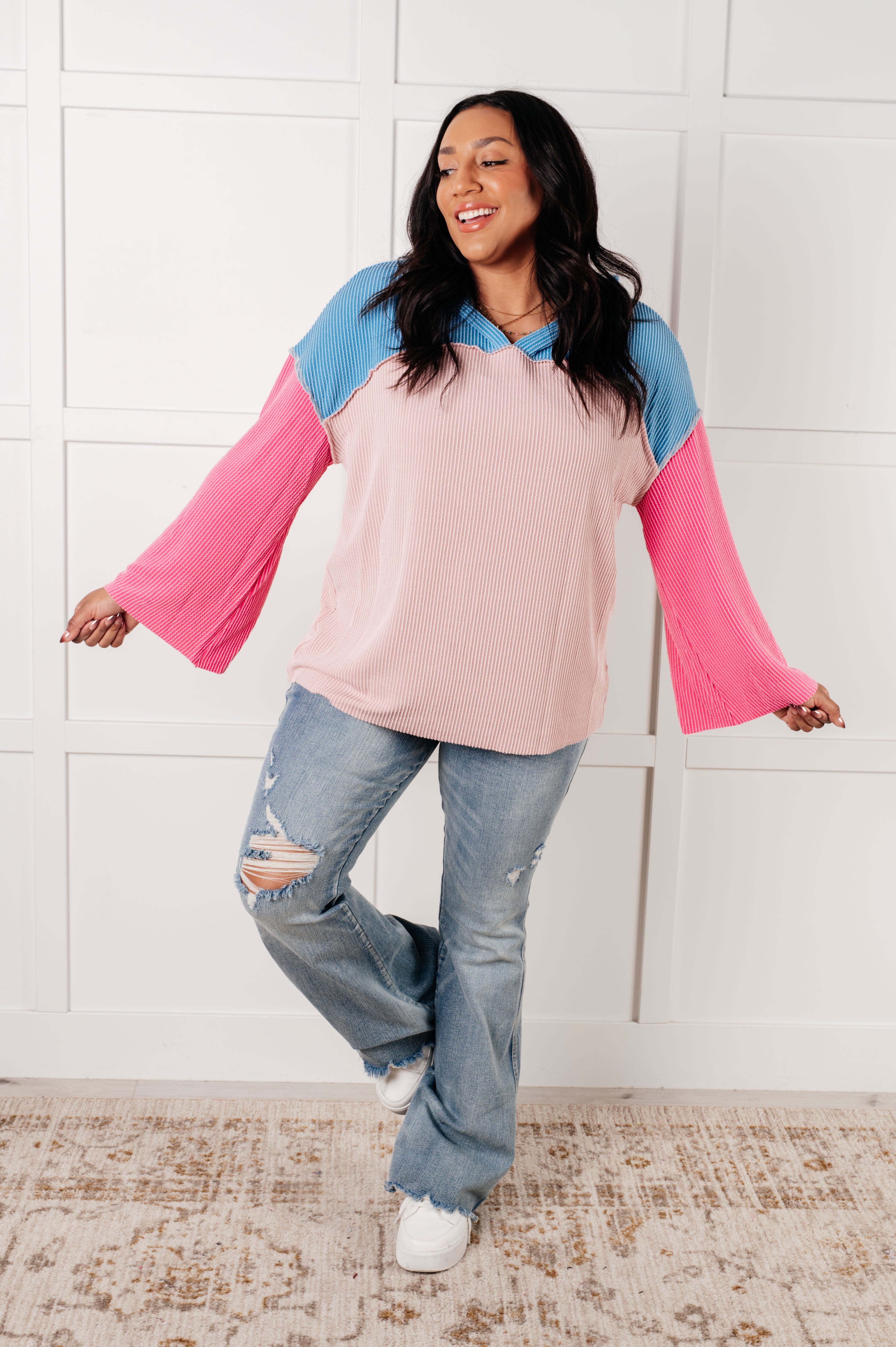 Color Block Pullover Sweater for Women - Trendy Striped Knit Top for Casual Wear, Office & Outings