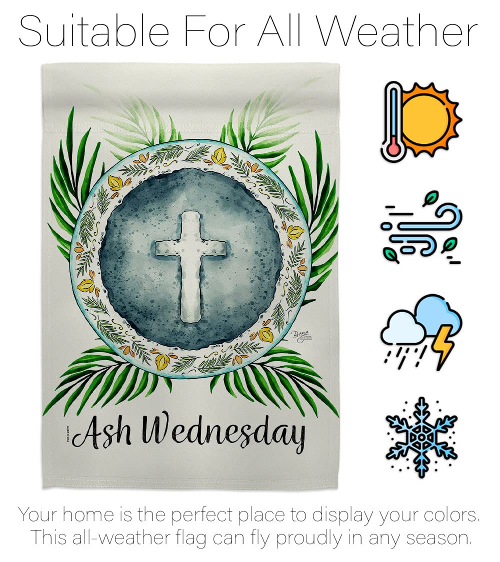 Breeze Decor Holy Ash Wednesday Garden Flag Set - Double-Sided Religious Christian Easter Decoration with Dove Symbol for Faith, Hope & Peace - Made in USA | Perfect for Church Yards, Home Gardens & Easter Celebrations