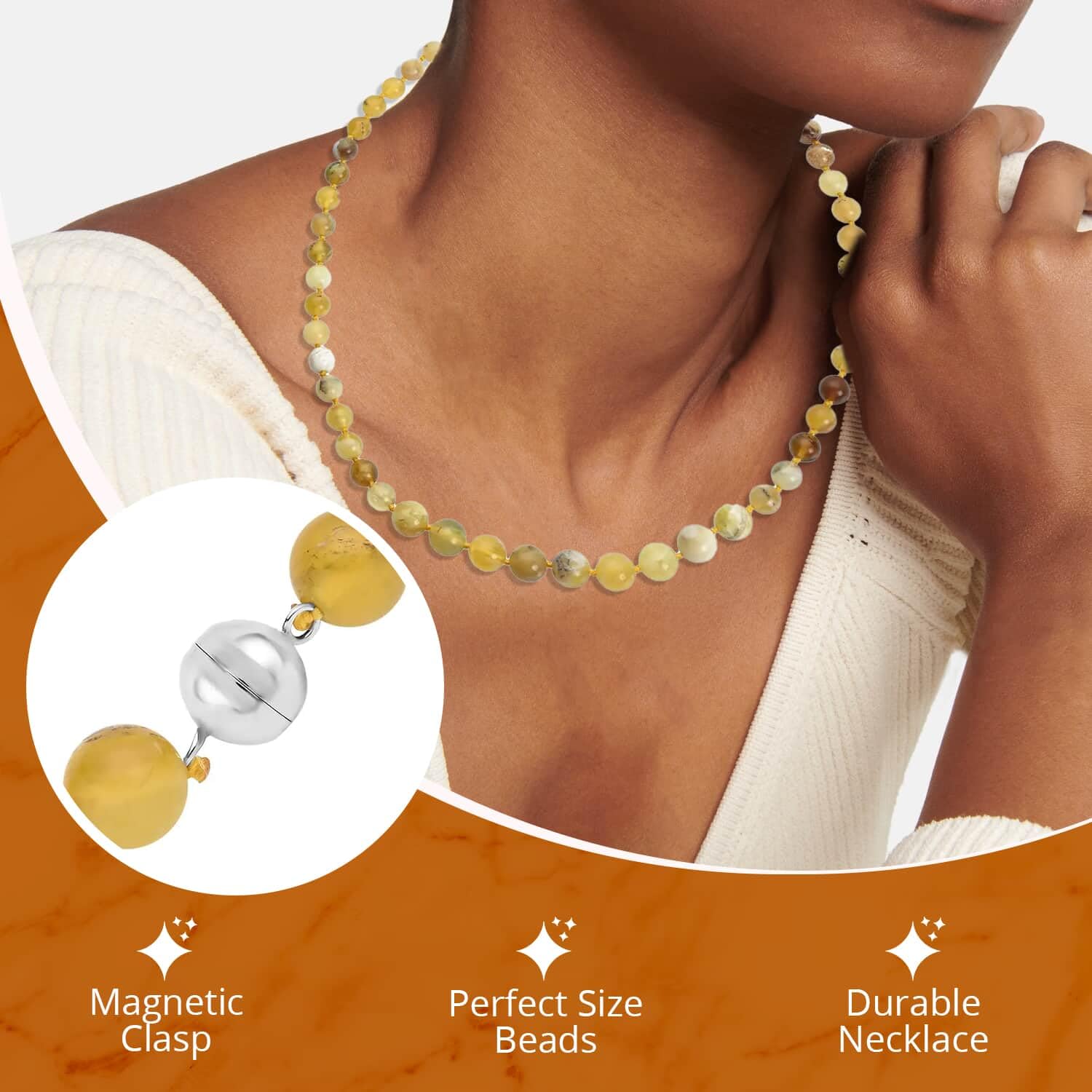 Shop LC 8-12mm Citrine Beaded Necklace - 925 Sterling Silver Rhodium Plated Women's Jewelry, 20