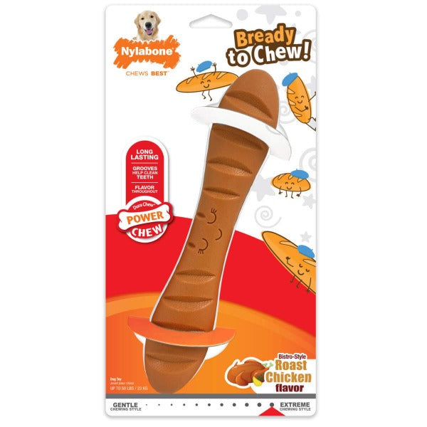 Nylabone Power Chew Baguette Dog Toy - Durable Chew Toy for Aggressive Chewers - Best for Large Dogs & Puppies - Perfect for Teething, Boredom & Dental Health