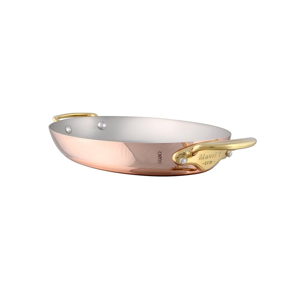 Premium Mauviel M'Heritage 150B 9.8-inch Copper & Stainless Steel Oval Saucepan with Brass Handles | 1.5mm Thick | Made in France | Professional Chef-Grade Cookware for Gourmet Cooking & Restaurant Use