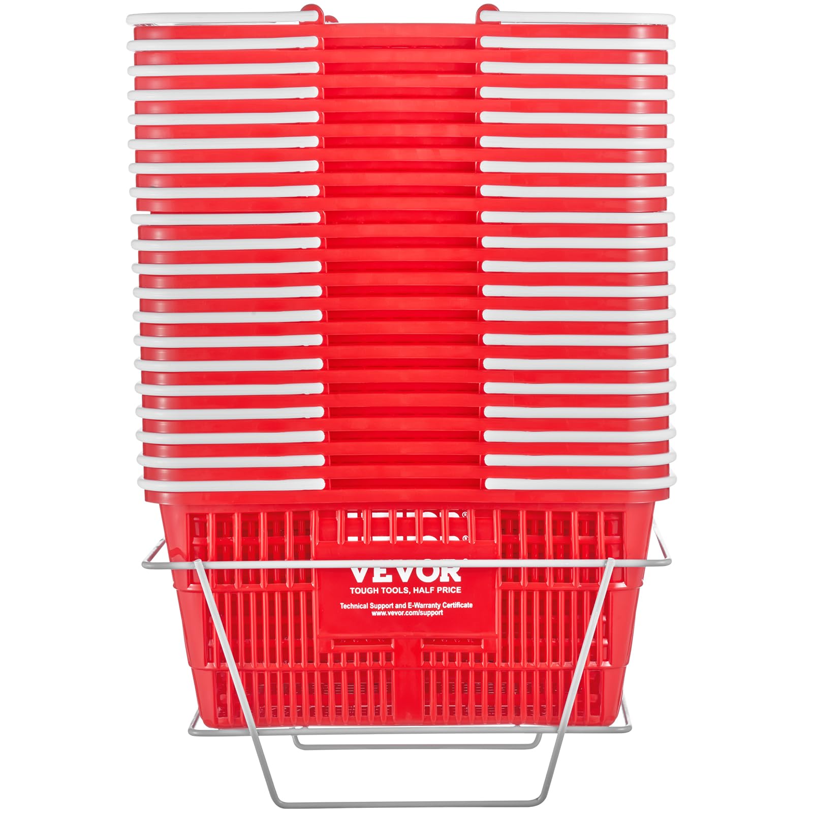 VEVOR 20-Pack Plastic Shopping Baskets with Handles - 21L Durable Grocery Baskets (16.5