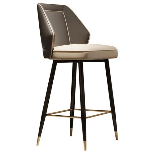 Nordic Leather Bar Stool - Modern Counter Height Barstool with Backrest, PU Leather Seat & Metal Base for Kitchen Island, Breakfast Nook & Home Bar Decor