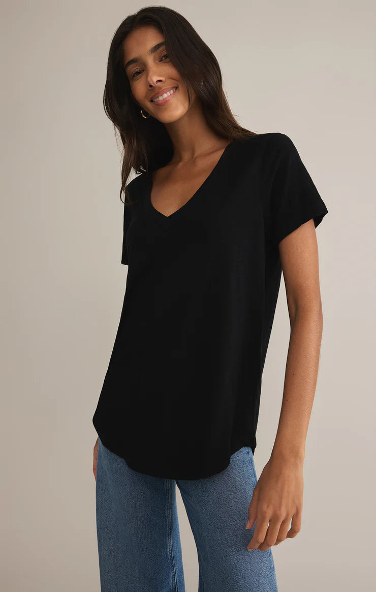 Z Supply Asher V Neck Tee - Soft Cotton Women's T-Shirt for Casual Wear & Everyday Outfits | Perfect for Layering, Weekend Errands & Coffee Dates