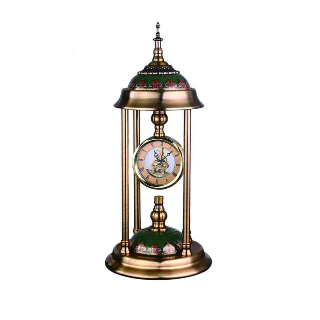 Vintage Pendulum Desk Clock - 18.1 Inch Retro Table Clock for Bedroom, Office & Living Room | Silent Non-Ticking Mantel Clock with Alarm | Perfect Home Decor & Gift Idea (Use for Bedside Nightstand, Study Desk, Bookshelf Display)