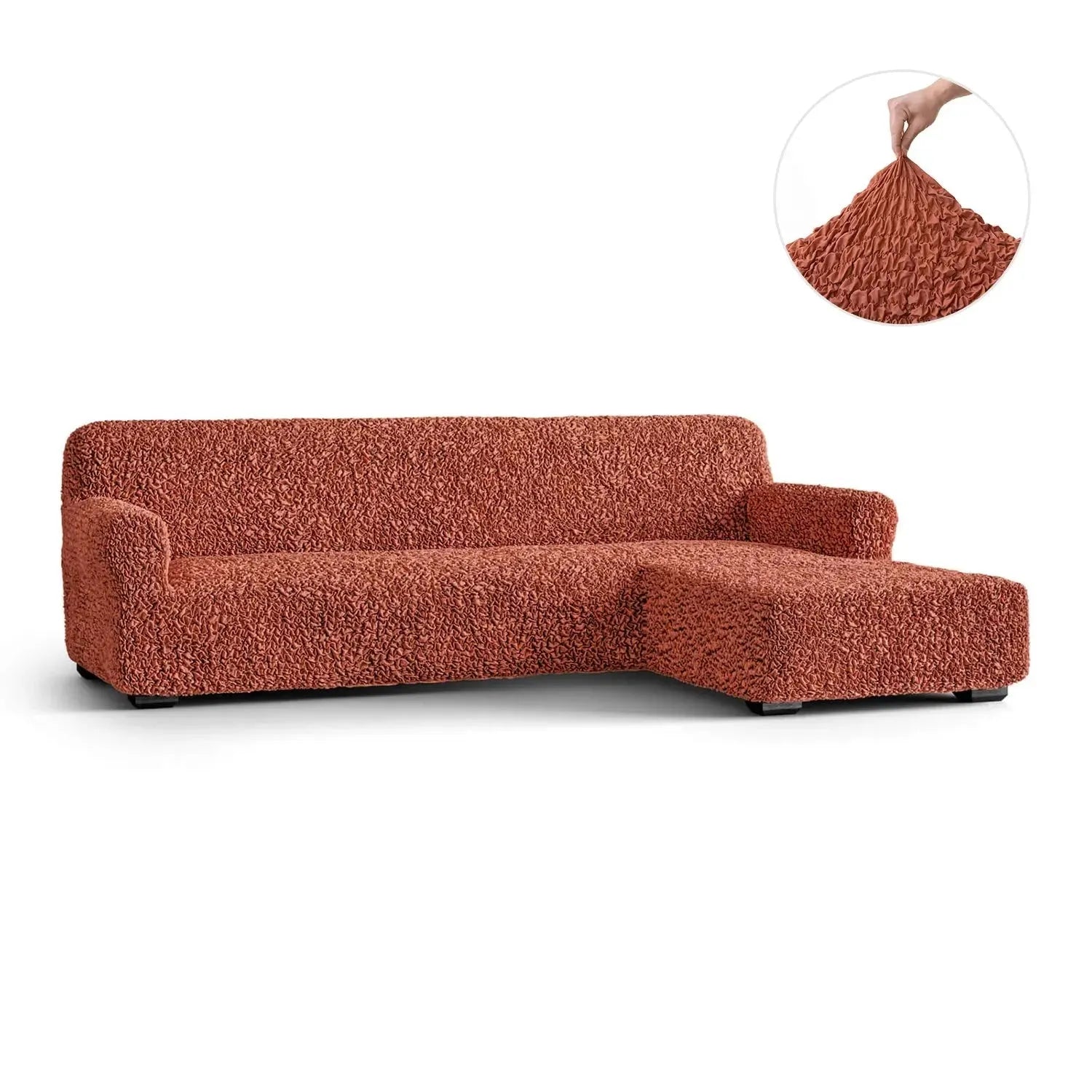 L Shaped Sofa Slipcover Right Chaise - Premium Fuco Cotton Stretchable Couch Cover - Perfect for Living Room, Sectional Sofa Protection & Home Decor