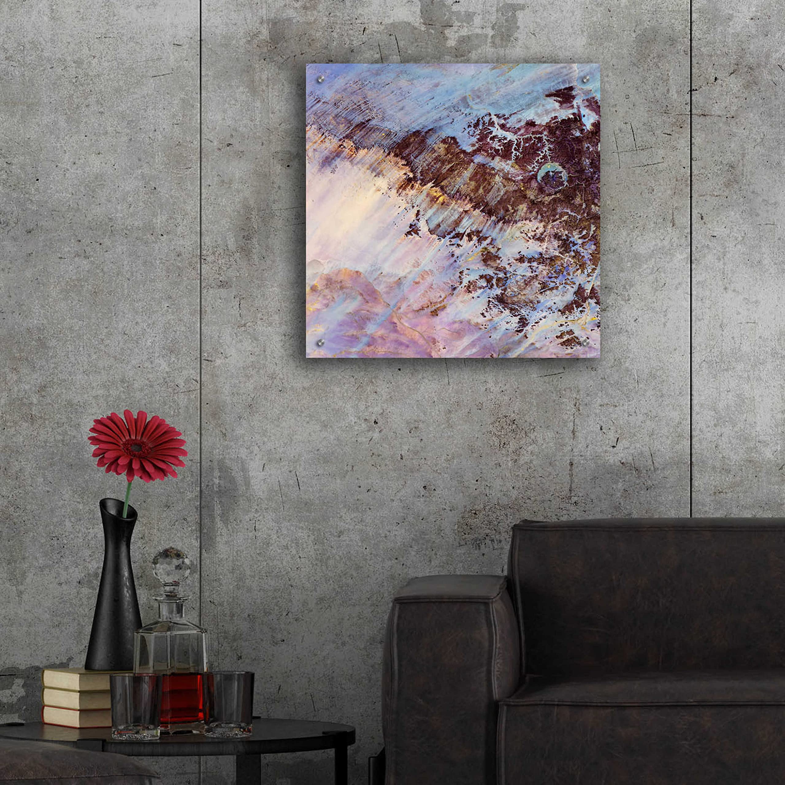 Epic Art 'Earth as Art: Storm Amid the Calm' - 24x24 Inch Modern Acrylic Glass Wall Decor - Vibrant Abstract Landscape Painting for Living Room, Office & Home Decoration