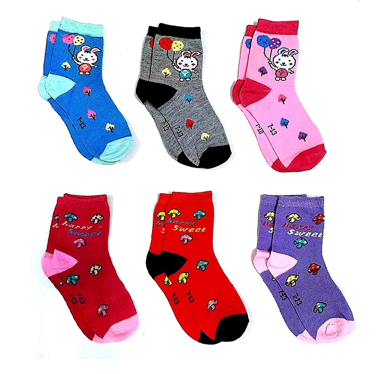 JMP Unisex Cotton Printed Kids Anti-Skid Socks - 6 Pairs (Multicolor, 2-3 Years) - Soft & Comfortable Non-Slip Socks for Toddlers, Perfect for Playtime, Daycare & Indoor Activities