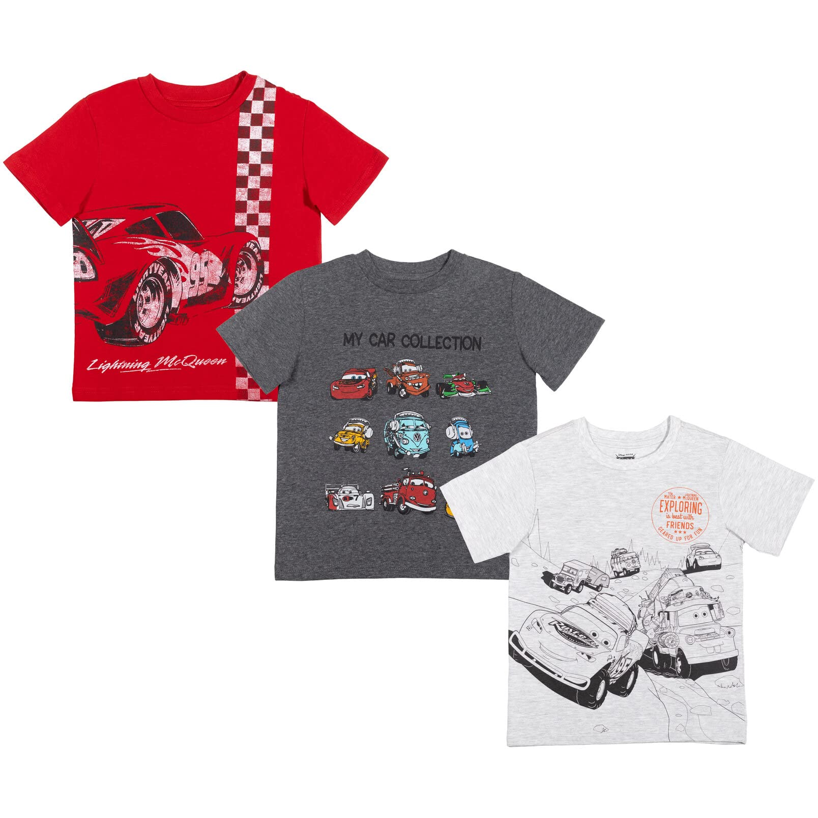 Disney Pixar Cars Tow Mater & Lightning McQueen Graphic T-Shirt for Kids - Soft Cotton Toddler to Big Kid Tee (2T-12) - Perfect for Birthday Gifts, Playdates & Disney Theme Parties
