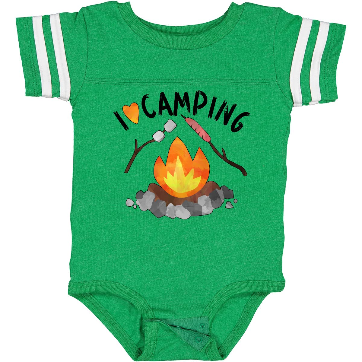 Inktastic I Love Camping Baby Bodysuit - Cute Campfire, Hot Dog & Marshmallows Design - Perfect for Outdoor Adventures, Family Trips & Baby Photoshoots