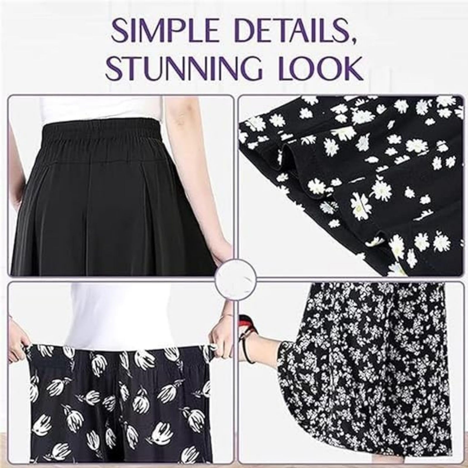 Curvyflair High Waist Wide Leg Pants for Women - Elegant Chiffon Culottes with Flowy Fit | Perfect for Office Wear, Casual Outfits & Special Occasions