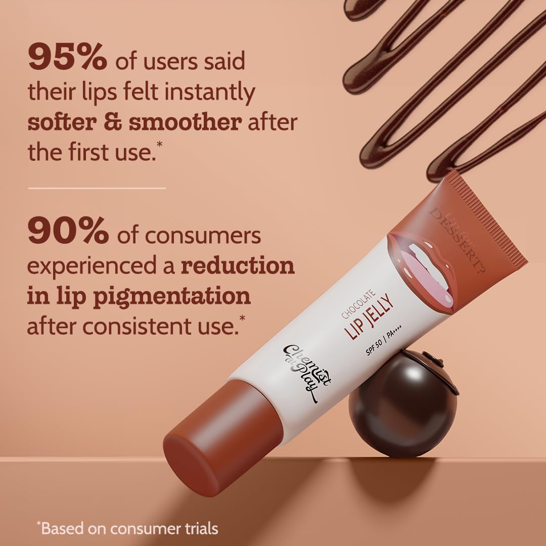 Chemist At Play Chocolate Tinted Lip Balm SPF 50 PA+++ for Dark, Dry & Chapped Lips - 24H Moisture with Kojic Acid, Hyaluronic Acid, Ceramides & Peptides - 10g | Perfect for Daily Sun Protection & Lip Care Routine