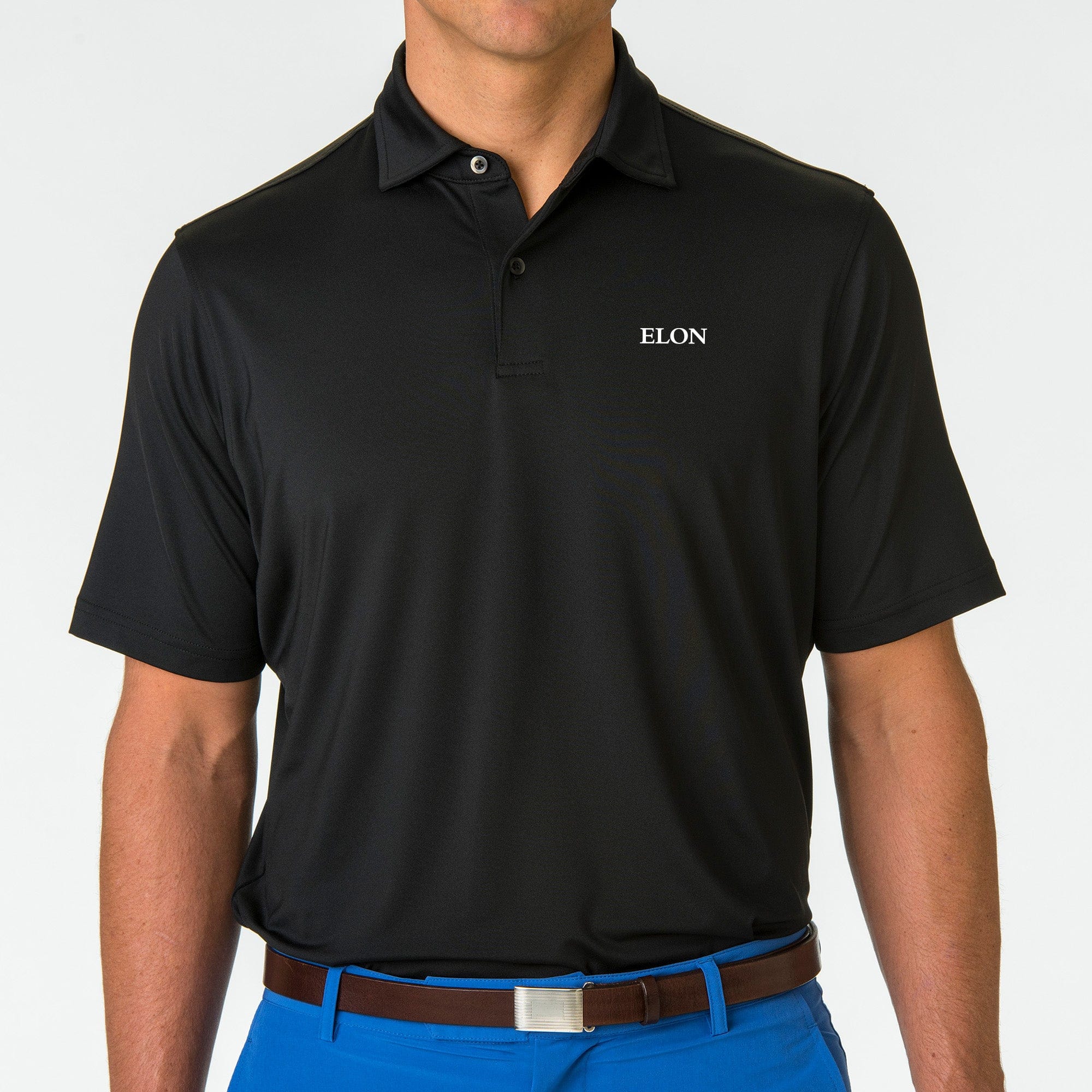 Elon USA Tournament Solid Tech Jersey Polo Shirt - Breathable Moisture-Wicking Performance Golf Polo for Men - Perfect for College Sports, Golf Outings & Casual Wear