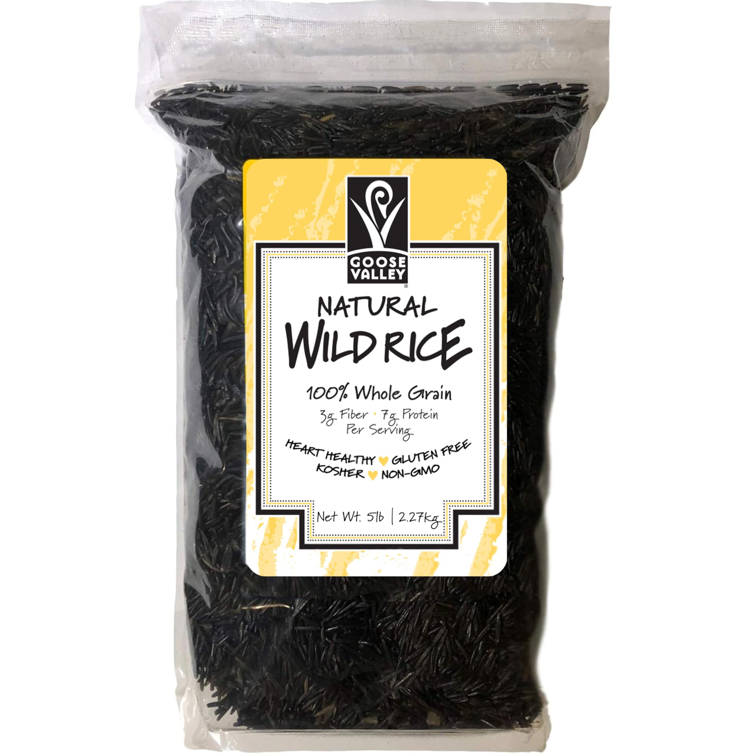 Goose Valley Natural Wild Rice - Family Reserve 5 lbs | Jumbo High Fiber & Protein Whole Grain Rice for Heart Health | Perfect for Healthy Meals, Soups & Side Dishes