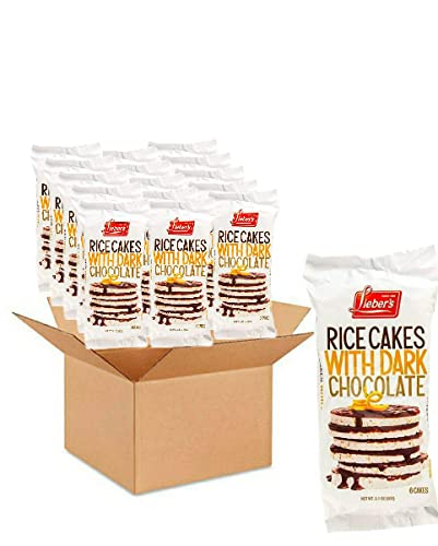 Dark Chocolate Covered Rice Cakes - Dairy Free, Gluten Free, Kosher Certified, Low Calorie Healthy Snacks (3.1oz, Pack of 16) - Perfect for Vegan Diet, Weight Loss & On-the-Go Energy Boost