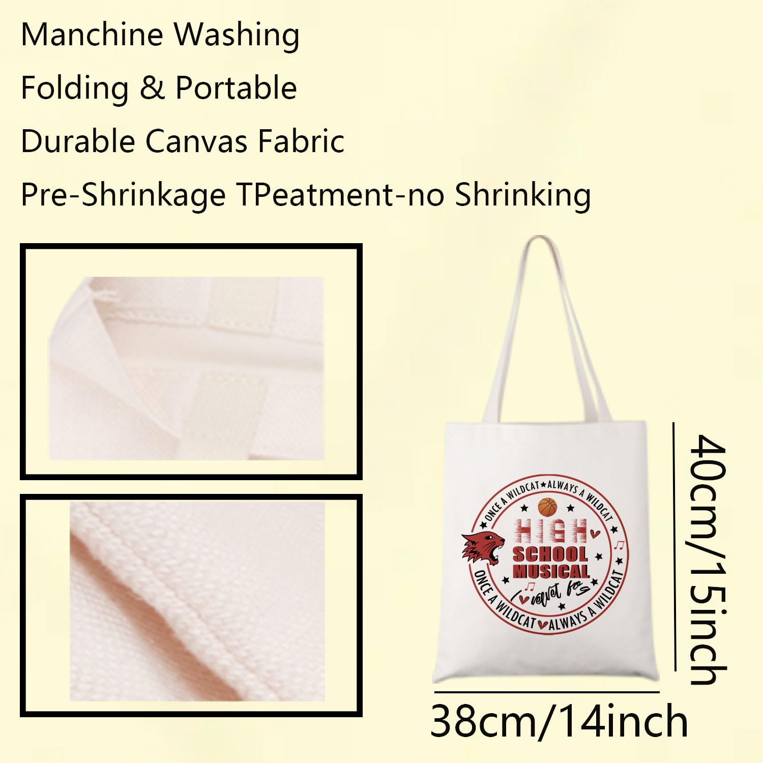 UJIMS High School Musical Inspired Tote Bag - East High Wildcats Theatrical Merchandise for Theatre Fans & Gift Ideas | Perfect for School, Concerts, and Disney Themed Events