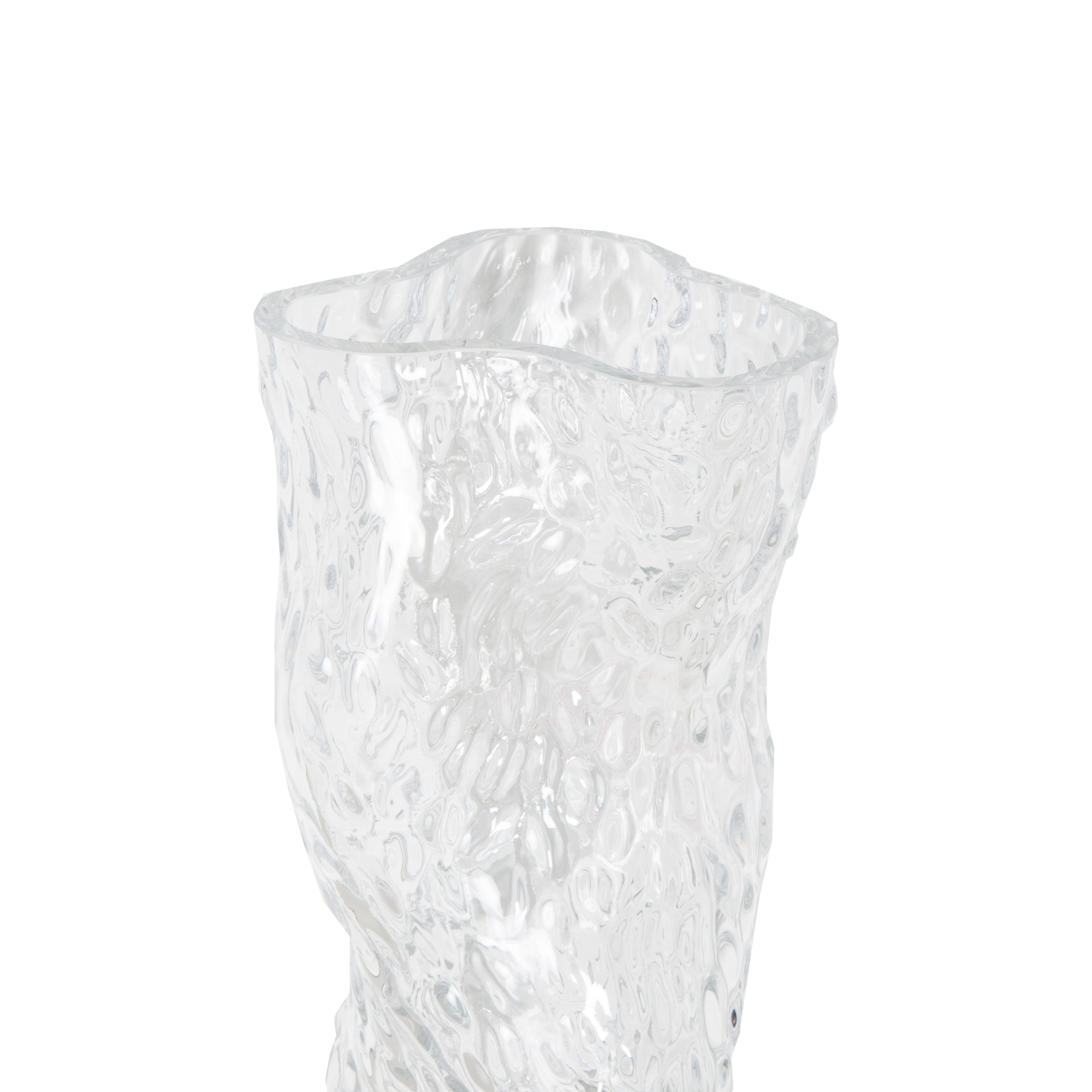 Ostrea Rock Glass Vase - Elegant Decorative Centerpiece for Home, Wedding & Office Decor | Handcrafted Clear Glass Flower Holder