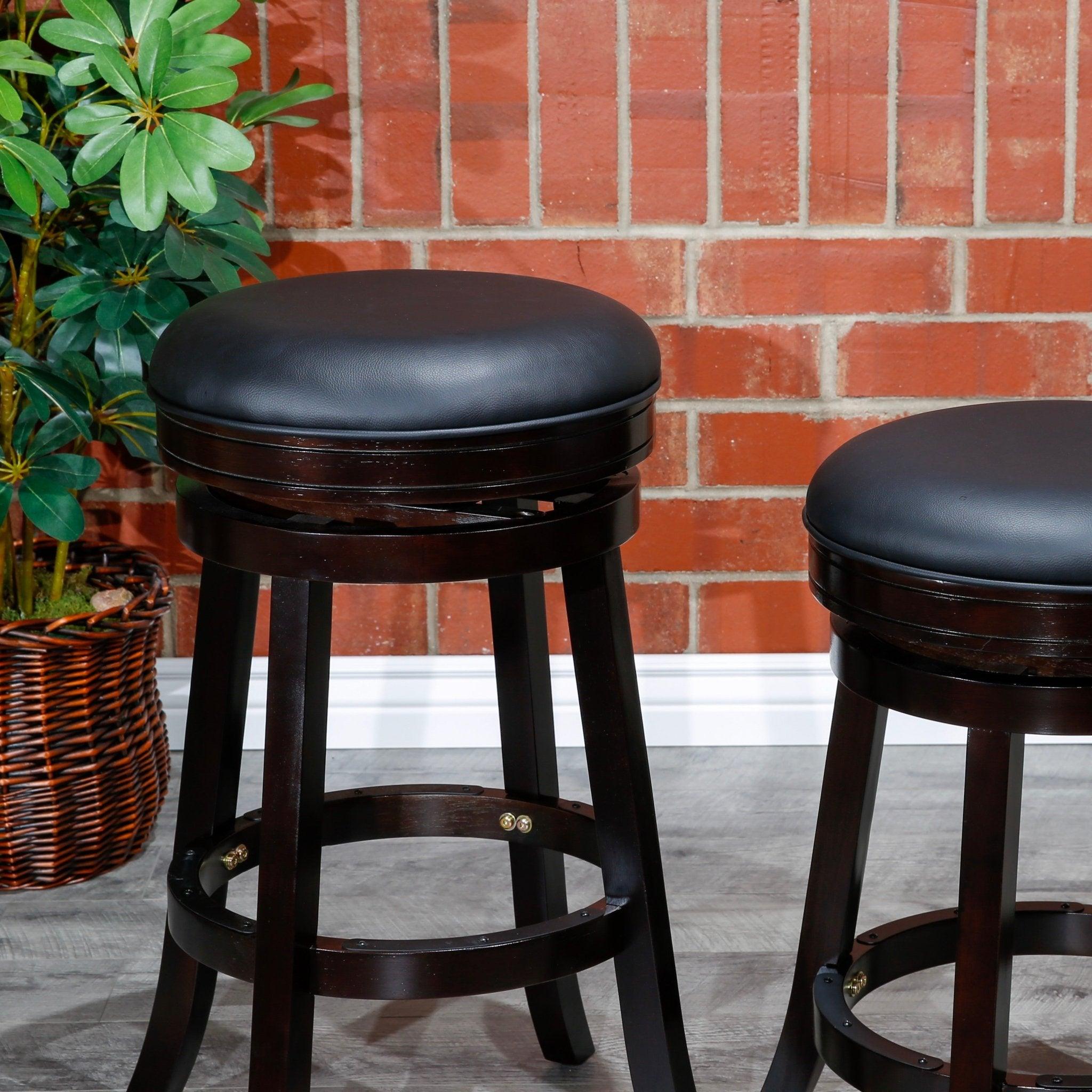 Creede Bonded Leather Backless Swivel Stool - 24