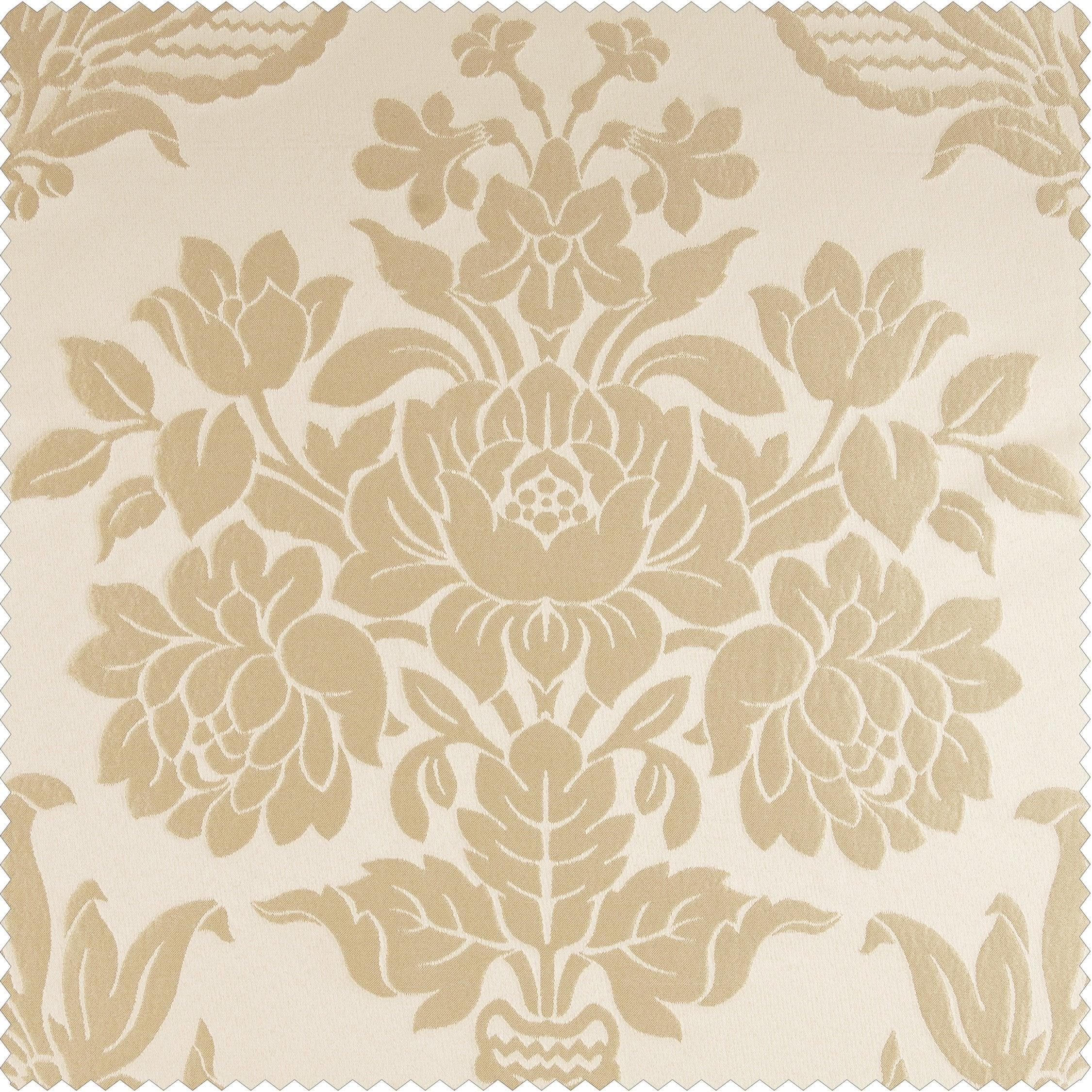 Magdelena Champagne Beige Damask Faux Silk Jacquard Fabric Swatch - Perfect for Upholstery, Curtains, and Home Decor Projects