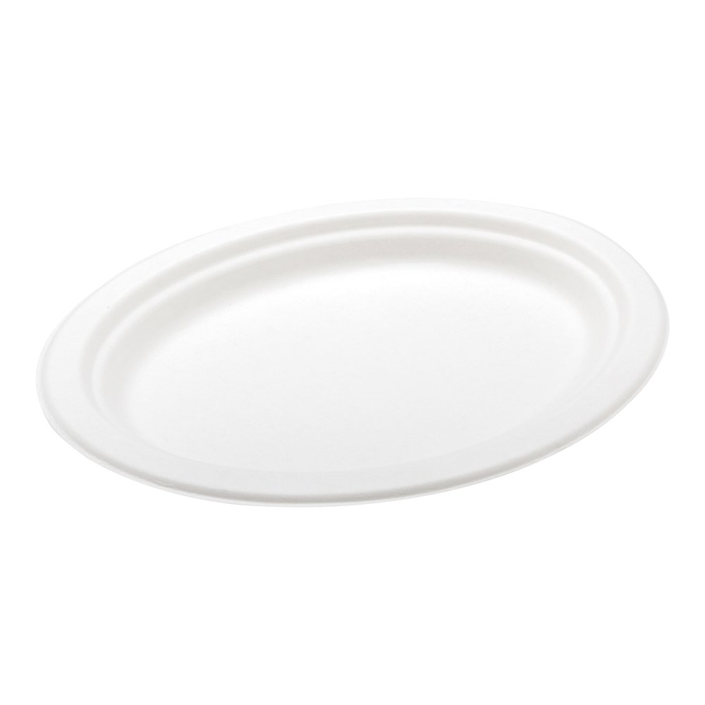 Eco-Friendly 10.4 x 7.8 Inch Oval Disposable Dinner Plates - 100 Heavy-Duty Bagasse Plates Made from Sugarcane Fibers | Perfect for Restaurants, Catering, Parties & Outdoor Events