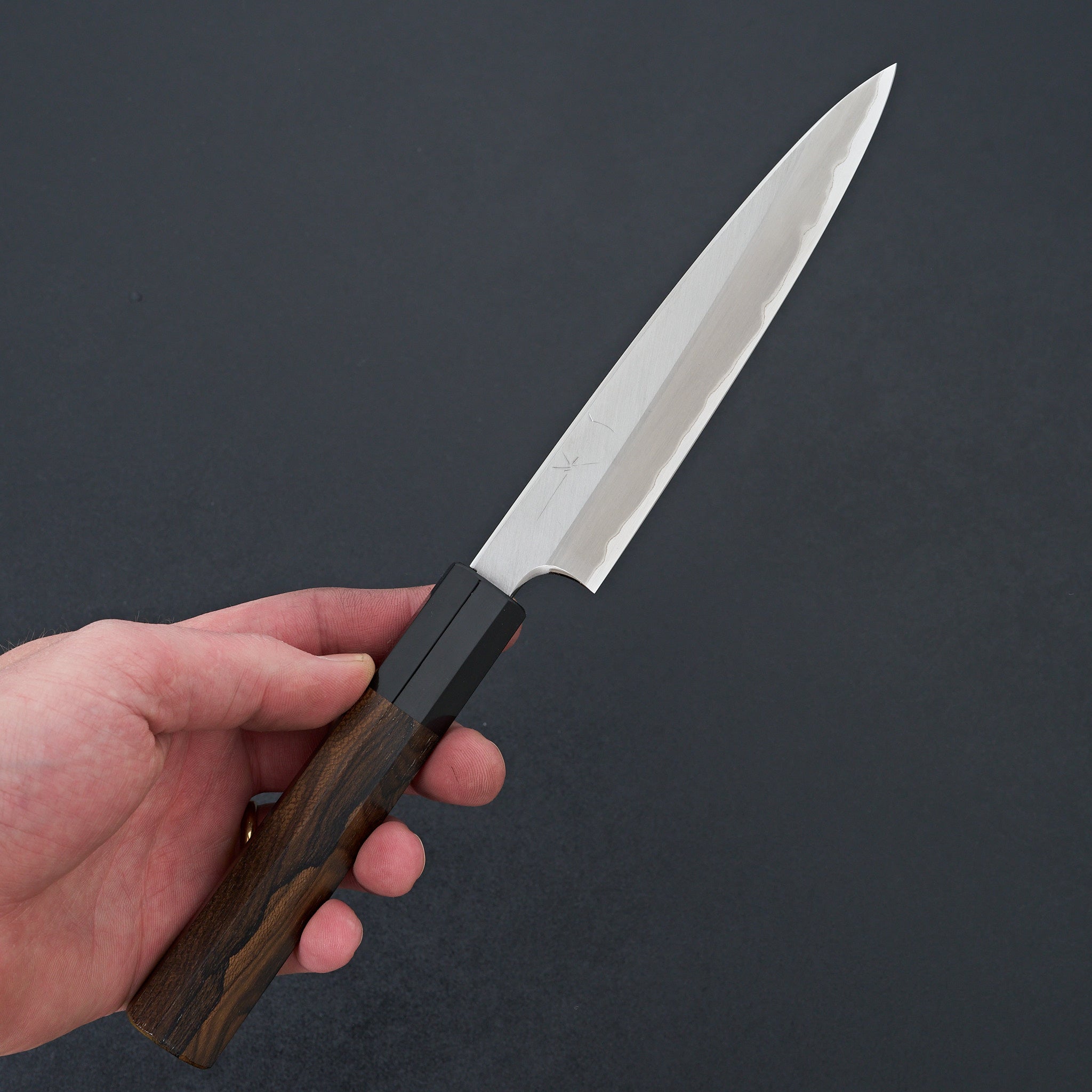 Hitohira Togashi Blue #1 Stainless Clad Migaki Petty Knife 165mm with Ziricote Handle - Japanese Chef Knife for Precision Slicing, Chopping & Garnishing - Perfect for Home Cooks & Professional Chefs