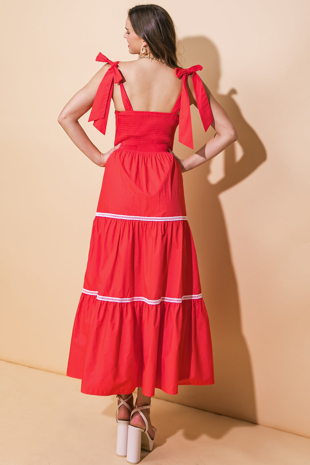 Elegant Lace Trim Poplin Midi Dress for Women - Perfect for Summer, Weddings & Special Occasions