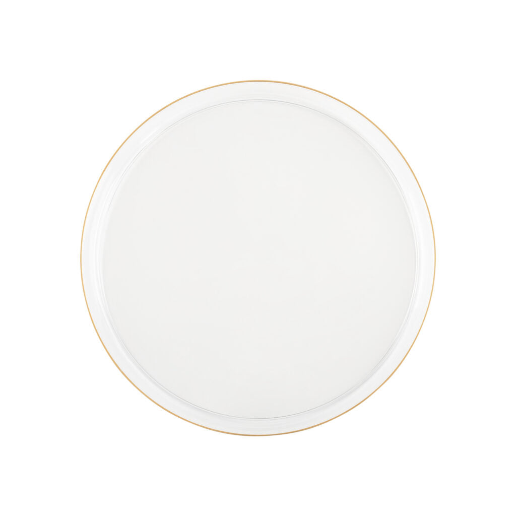 Clear and Gold Rim Round Plastic Plates (10 Pack) - Elegant Disposable Dinnerware for Parties, Weddings & Events - Durable & Stylish Tableware for Home, Restaurant & Catering Use
