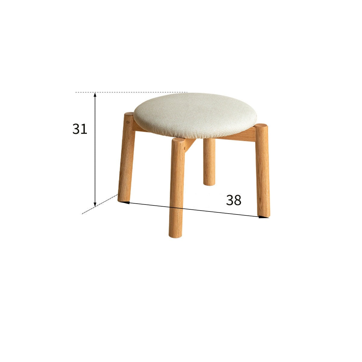 Solid Oak Wood Round Stackable Stool - Rustic Home Decor, Kitchen Island Seating, Bar Stool for Dining Room & Outdoor Use